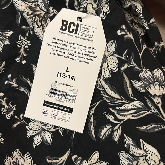 TIME and TRU Floral Long Sleeve Blouse size Large - Picture 5 of 10